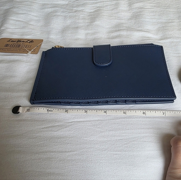 MAZE EXCLUSIVE Navy Blue Wallet with Gold Zipper NWT - Picture 10 of 11
